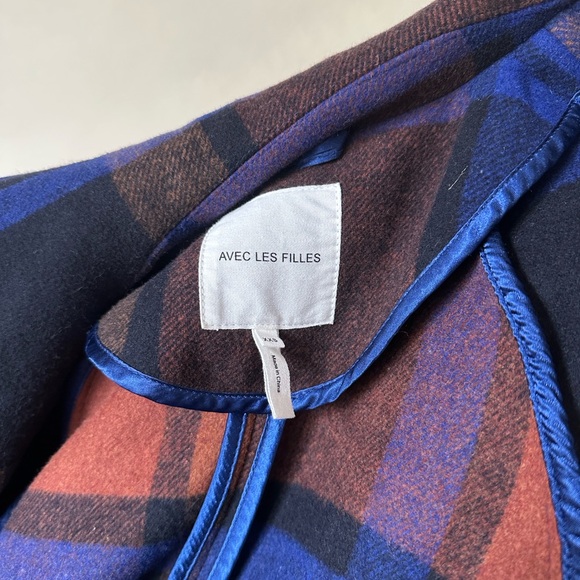 Avec Les Filles Vibrant Blue and Brown Plaid Coat from Anthropologie - Picture 6 of 6